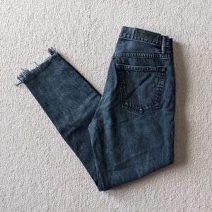 GRLFRND Karolina black button fly jeans with raw hem, size 25